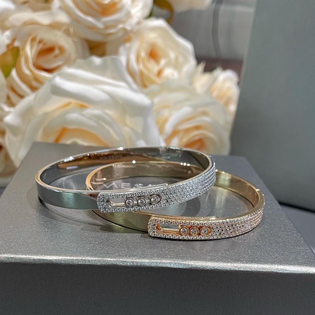 [moco jewelrys ]Move Noa Rose Gold Pavé Diamond Bangle Bracelet