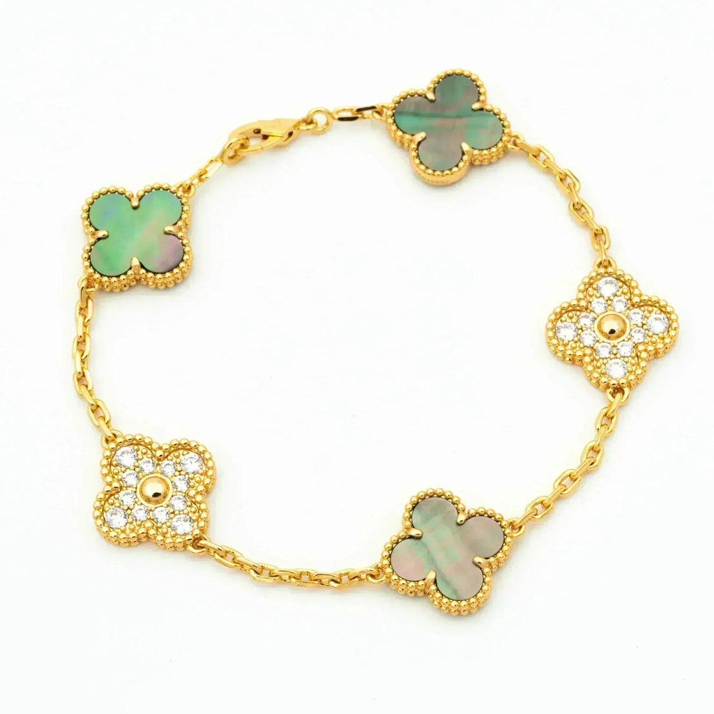 [Star]New CLOVER 5 MOTIF GRAY MOP BRACELET COLLECTION