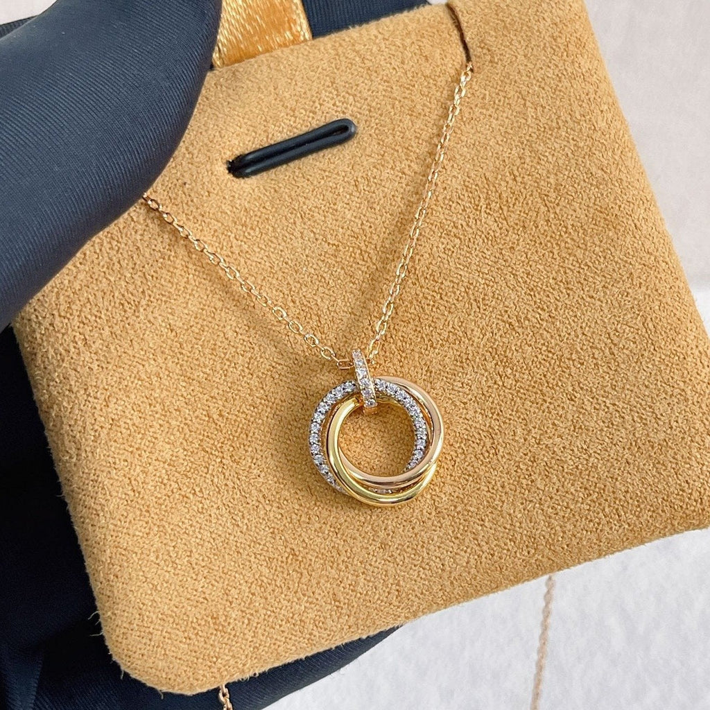 ¡®Star¡¯TRINITY NECKLACE SILVER GOLD PINK GOLD DIAMONDS