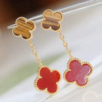 ¡®Star¡¯CLOVER  2 MOTIF  TIGER EYE CARNELIAN EARRINGS