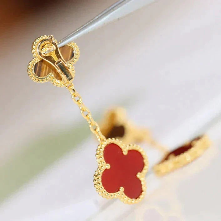¡®Star¡¯CLOVER  2 MOTIF  TIGER EYE CARNELIAN EARRINGS