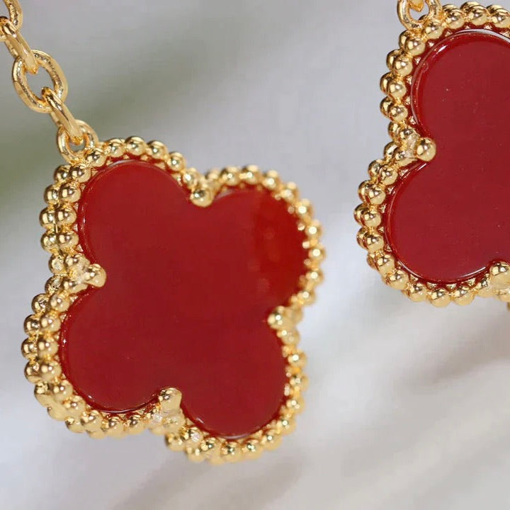 ¡®Star¡¯CLOVER  2 MOTIF  TIGER EYE CARNELIAN EARRINGS