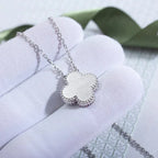¡®Star¡¯CLOVER  15MM DIAMOND LASER NECKLACE SILVER
