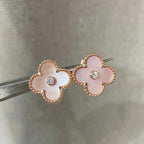 ¡®Star¡¯CLOVER MEDIUM 1 MOTIFS  PINK MOP DIAMOND EARRINGS