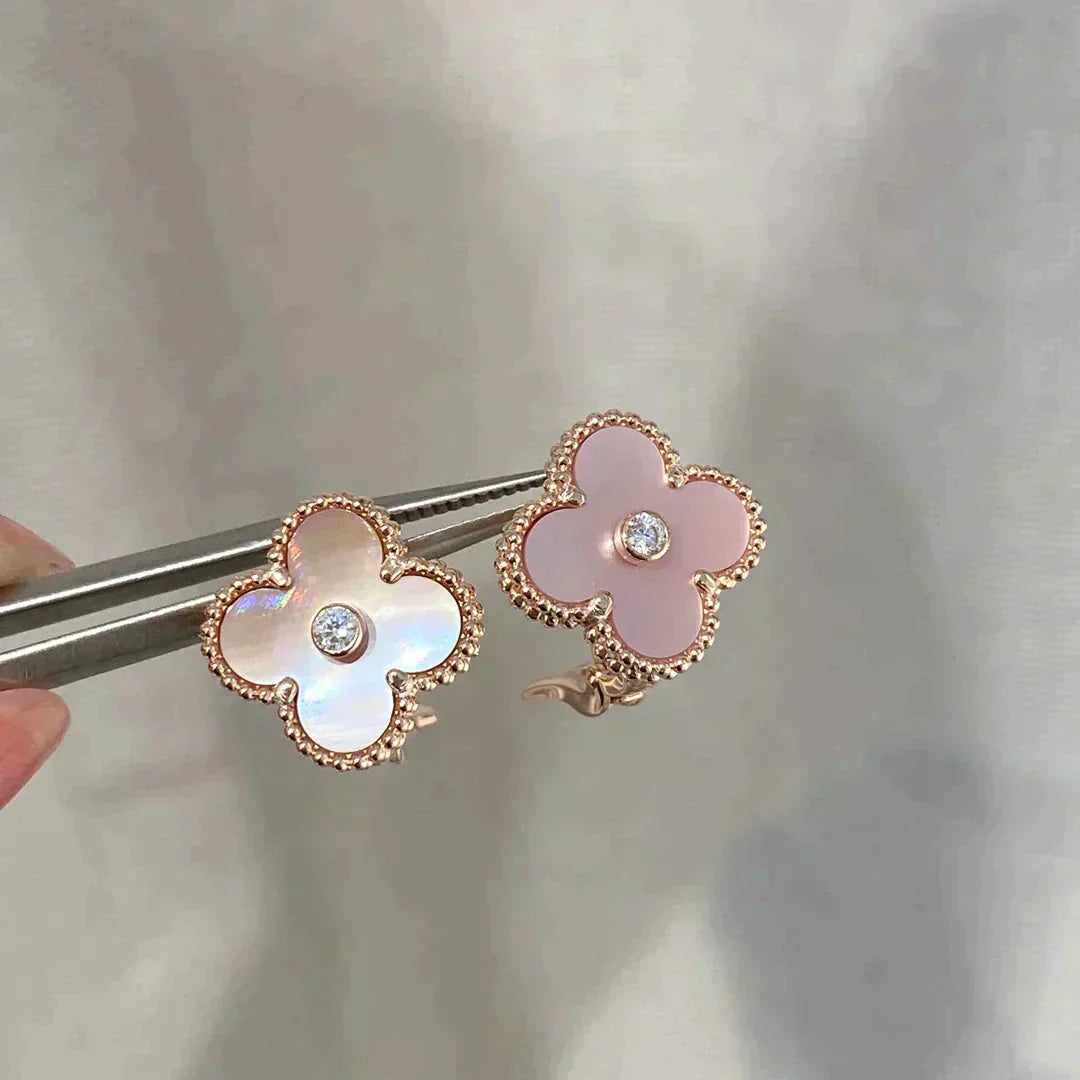 ¡®Star¡¯CLOVER MEDIUM 1 MOTIFS  PINK MOP DIAMOND EARRINGS