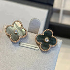 ¡®Star¡¯CLOVER MEDIUM 1 MOTIFS GRAY MOP  DIAMOND EARRINGS