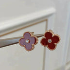 ¡®Star¡¯CLOVER MEDIUM 1 MOTIFS CARNELIAN  DIAMOND earrings