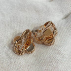 ¡®Star¡¯CLOVER MEDIUM 1 MOTIFS CARNELIAN  DIAMOND earrings