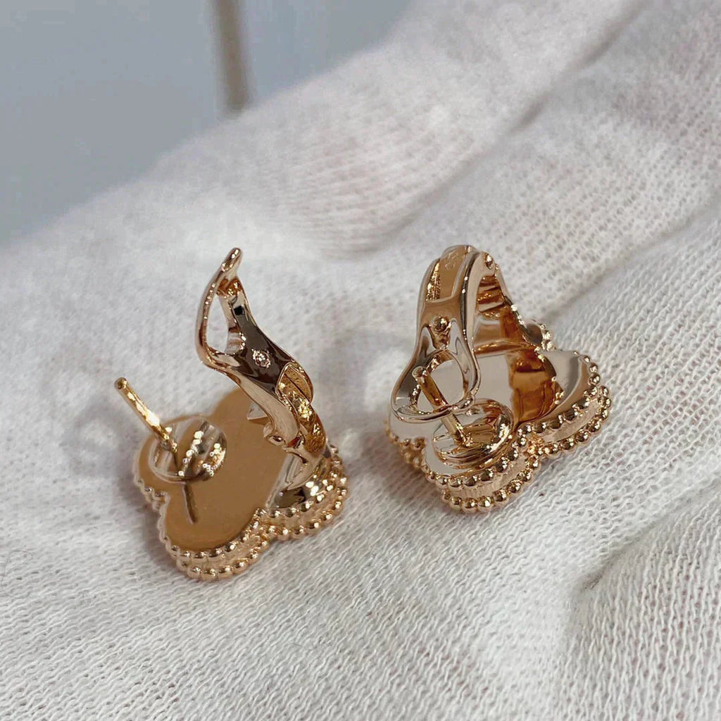 ¡®Star¡¯CLOVER MEDIUM 1 MOTIFS CARNELIAN  DIAMOND earrings