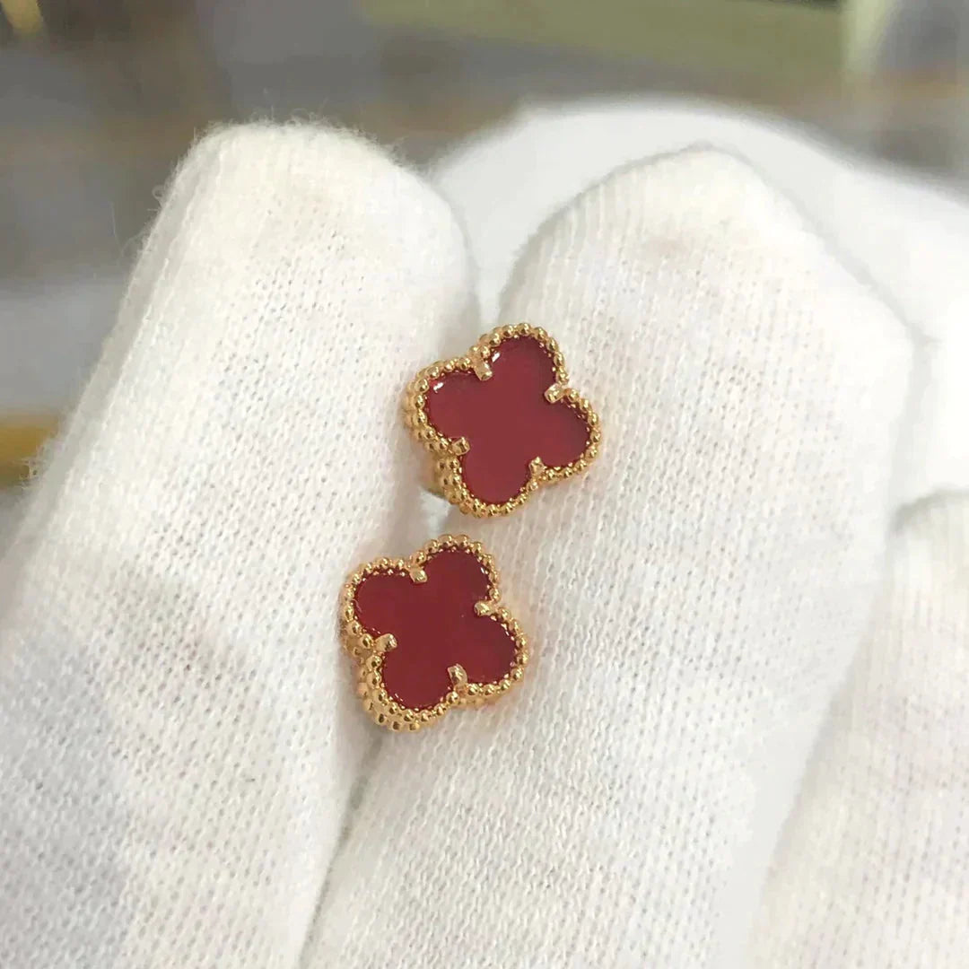 ¡®Star¡¯CLOVER MINI 9.5MM CARNELIAN EARRINGS