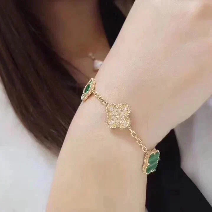 [Star]New  CLOVER 5 MOTIF MALACHITE BRACELET COLLECTION