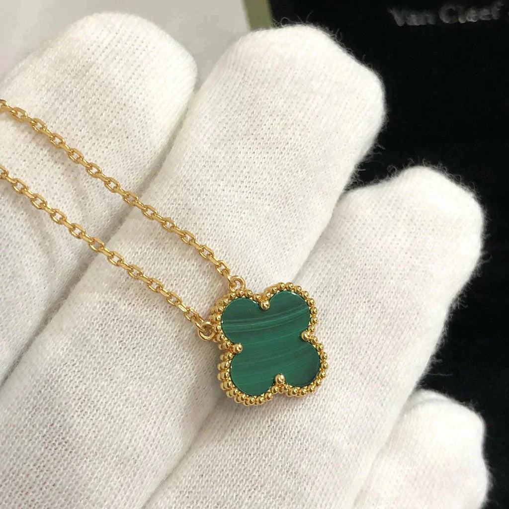 ¡®Star¡¯CLOVER 15MM MALACHITE SINGLE FLOWER  NECKLACE