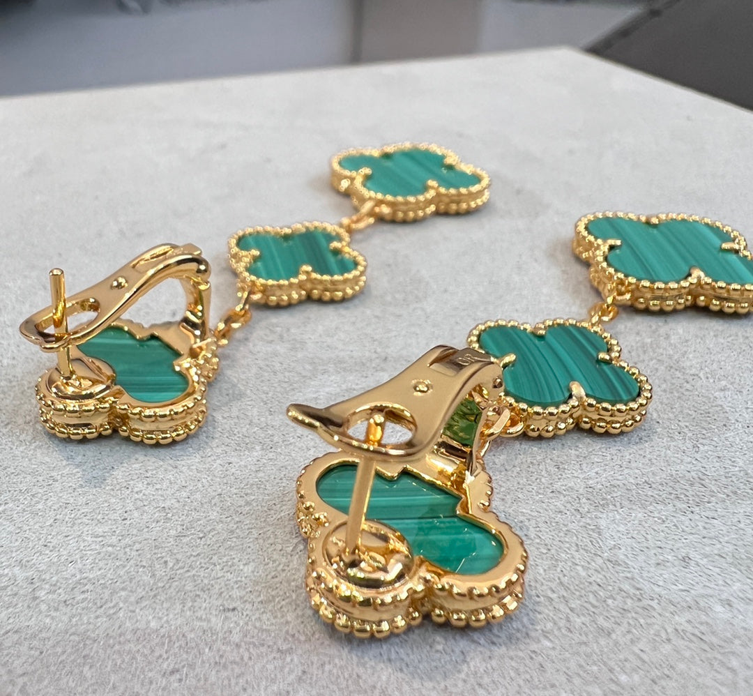 ¡®Star¡¯CLOVER MALACHITE 3 MOTIFS GOLD
