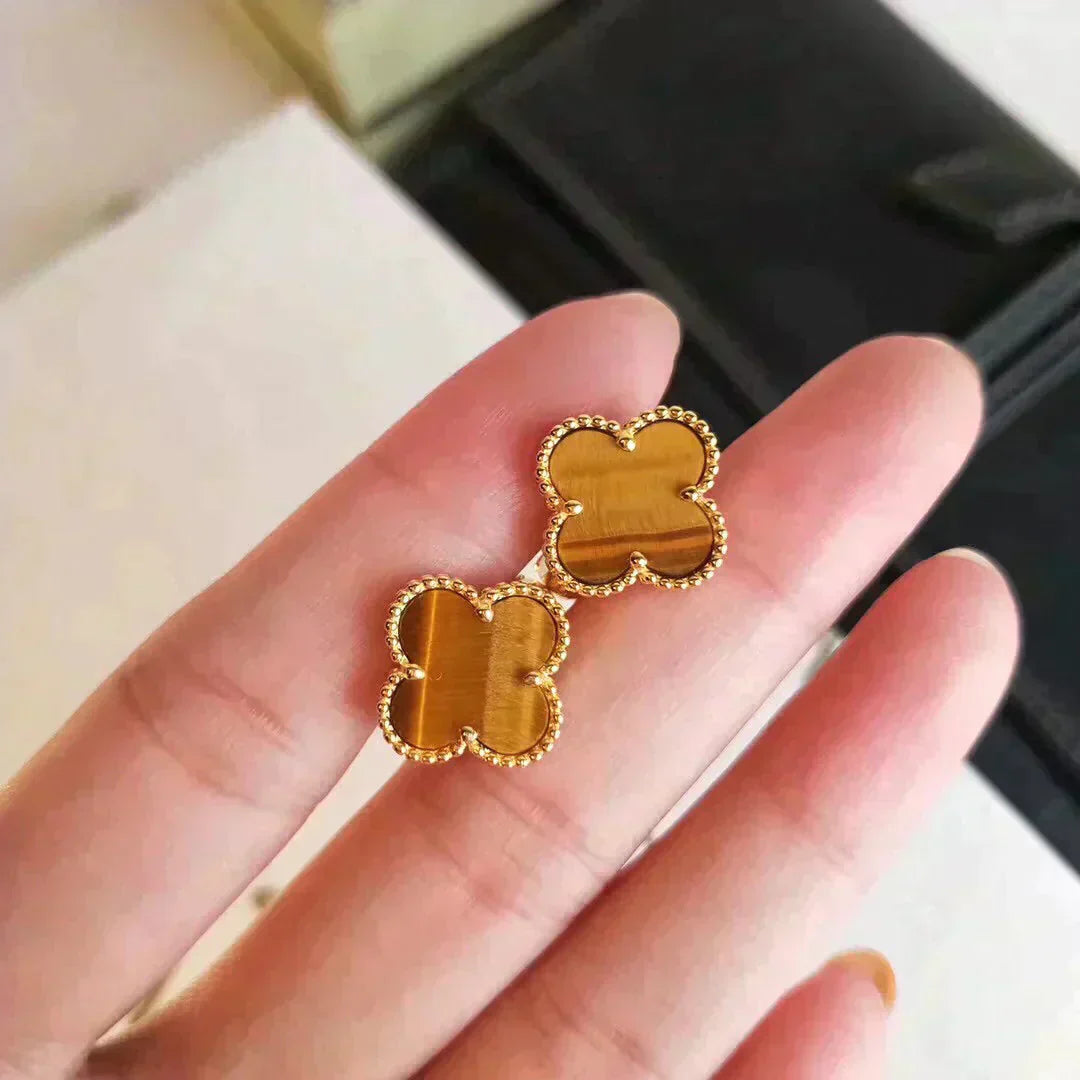 ¡®Star¡¯CLOVER MEDIUM 1 MOTIFS TIGER EYE EARRINGS