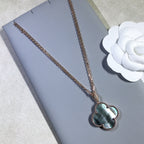 ¡®Star¡¯CLOVER 25MM GOLD DARK MOP BIG CLOVER NECKLACE
