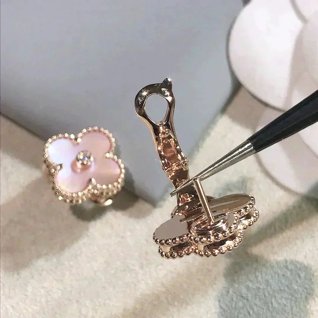 ¡®Star¡¯CLOVER MEDIUM 1 MOTIFS  PINK MOP DIAMOND EARRINGS