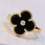 ¡®Star¡¯CLOVER ONYX RING GOLD DIAMOND