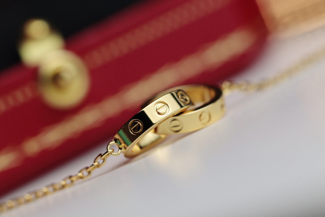 ¡®Star¡¯LOVE NECKLACE DOUBLE RING GOLD