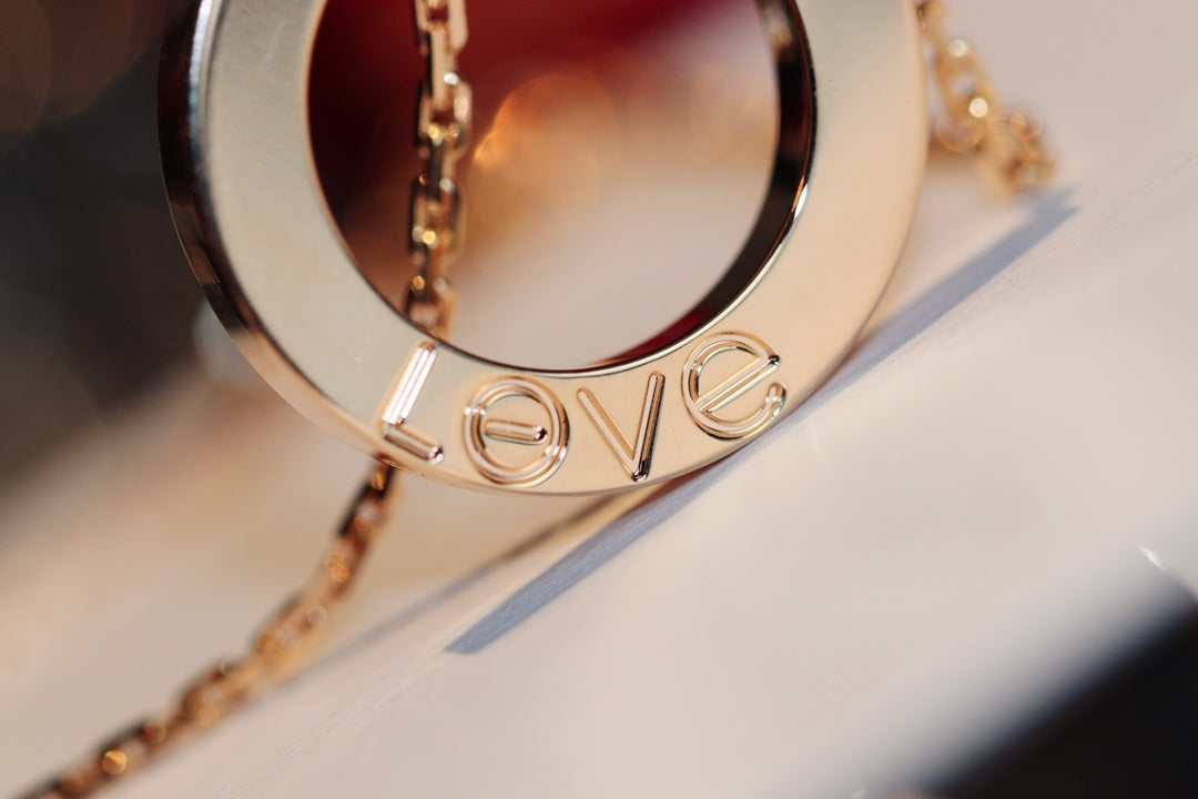 ¡®Star¡¯LOVE NECKLACE 16MM 6 DIAMONDS PINK GOLD