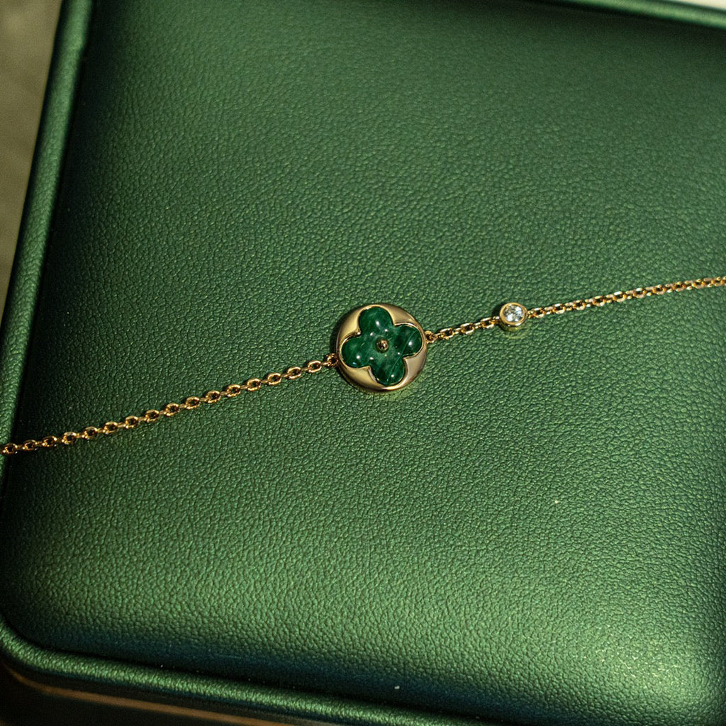 ¡®Star¡¯SUN MALACHITE 1 DIAMOND PINK GOLD BRACELET