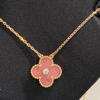 ¡®Star¡¯CLOVER 15MM DIAMOND RHODONITE NECKLACE