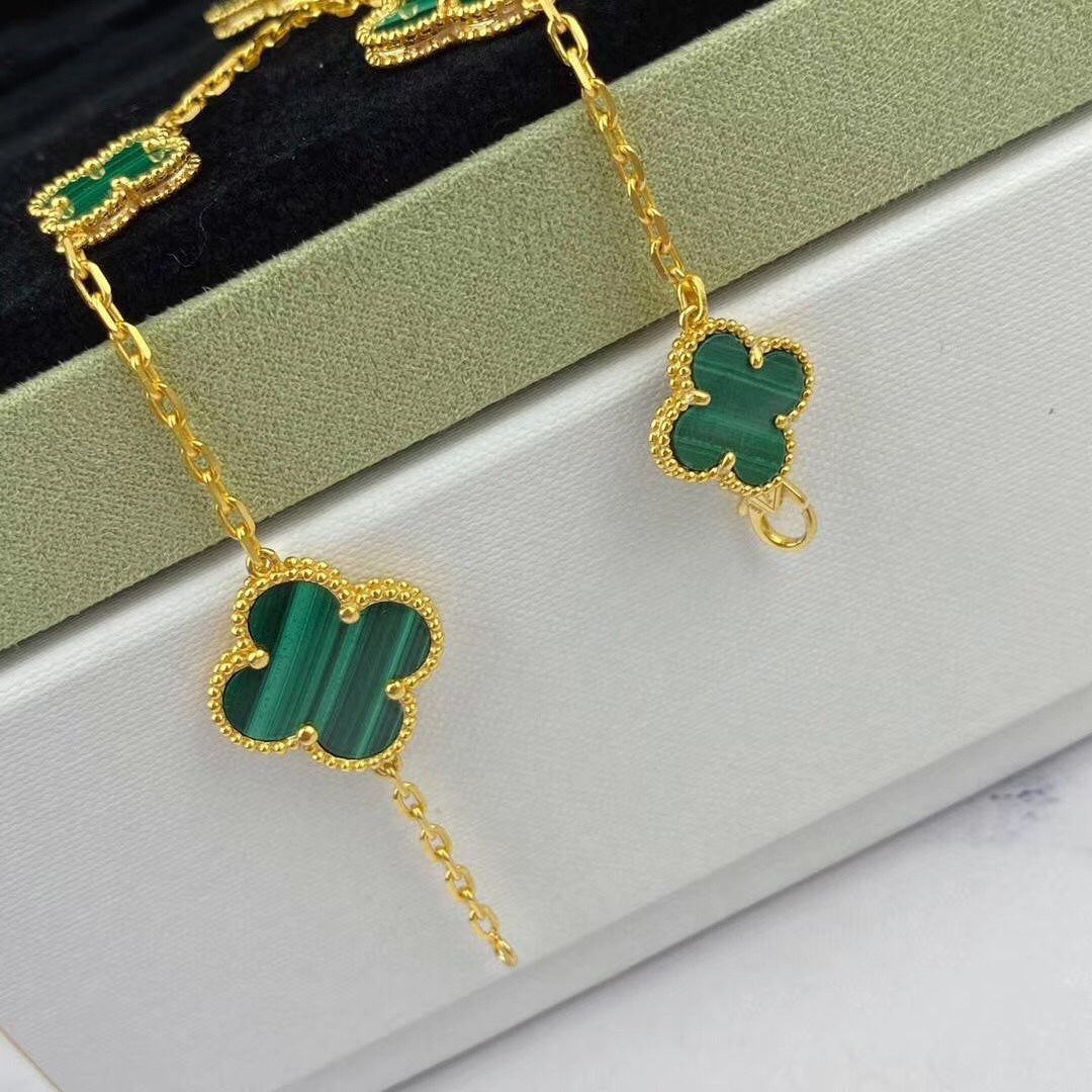 ¡®Star¡¯MAGIC CLOVER MALACHITE GOLD BRACELET 5 MOTIFS