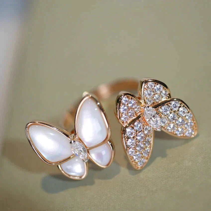 ¡®Star¡¯TWIN BUTTERFLY DIAMOND MOP RING