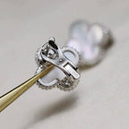 ¡®Star¡¯CLOVER MEDIUM 1 MOTIFS  WHITE MOP EARRINGS SILVER