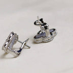 ¡®Star¡¯CLOVER MEDIUM 1 MOTIFS  WHITE MOP EARRINGS SILVER