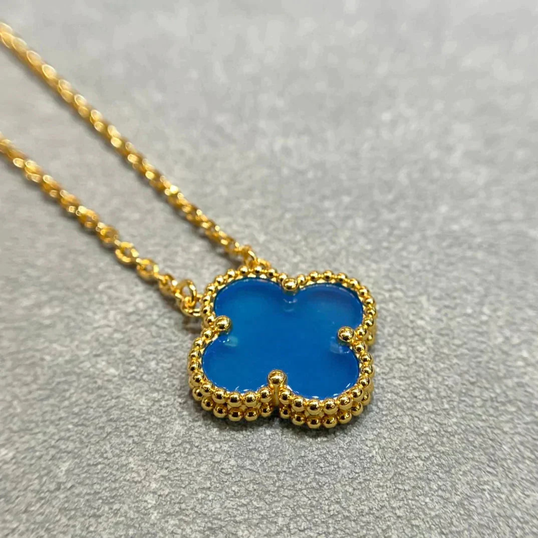 ¡®Star¡¯CLOVER 15MM BLUE AGATE NECKLACE