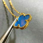 ¡®Star¡¯CLOVER 15MM BLUE AGATE NECKLACE