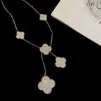 ¡®Star¡¯CLOVER 5 MOTIFS SILVER DIAMONDS NECKLACE