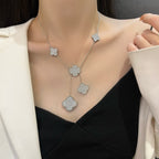 ¡®Star¡¯CLOVER 5 MOTIFS SILVER DIAMONDS NECKLACE