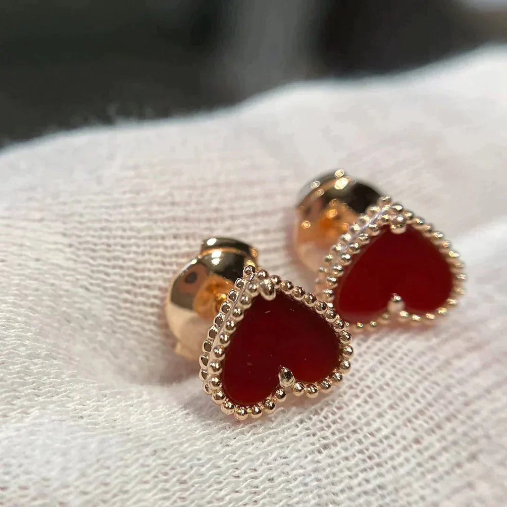 ¡®Star¡¯HEART CARNELIAN STUD EARRINGS
