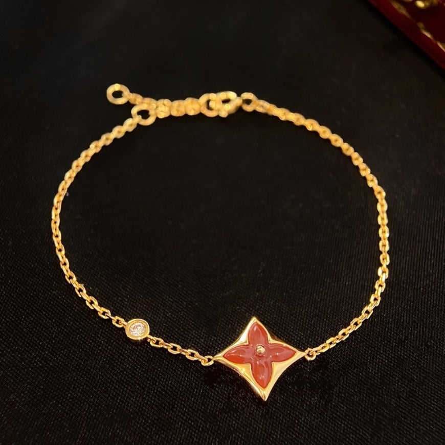 ¡®Star¡¯COLOR STAR CARNELIAN PINK GOLD DIAMOND BRACELET