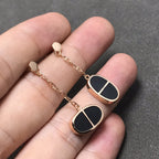 ¡®Star¡¯CHAINE VERSO BLACK CERAMIC SILVER EARRINGS