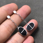 ¡®Star¡¯CHAINE VERSO BLACK CERAMIC SILVER EARRINGS