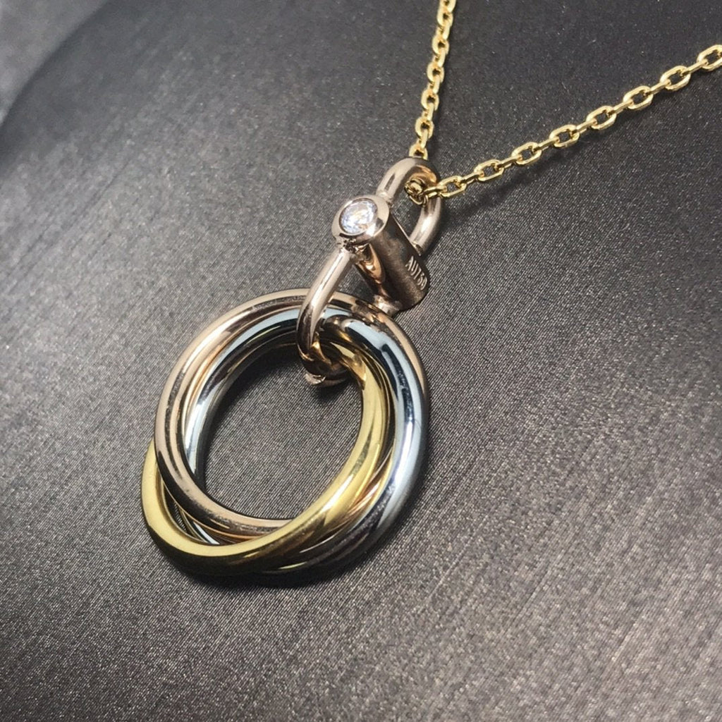 ¡®Star¡¯TRINITY SILVER GOLD PINK GOLD NECKLACE