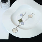 ¡®Star¡¯CLOVER BRACELET 5 MOTIFS MOP CHALCEDONY SILVER