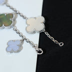 ¡®Star¡¯CLOVER BRACELET 5 MOTIFS MOP CHALCEDONY SILVER