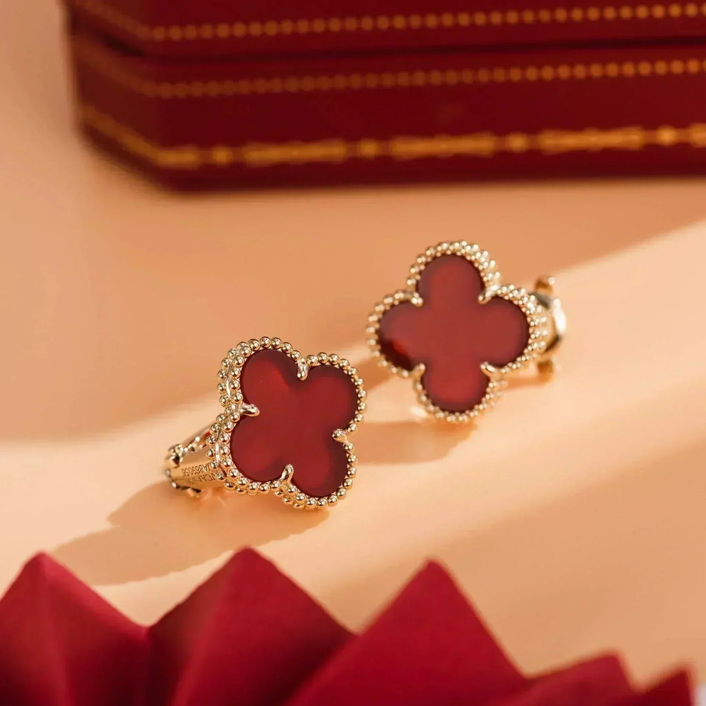 ¡®Star¡¯CLOVER MEDIUM 1 MOTIFS CARNELIAN  EARRINGS
