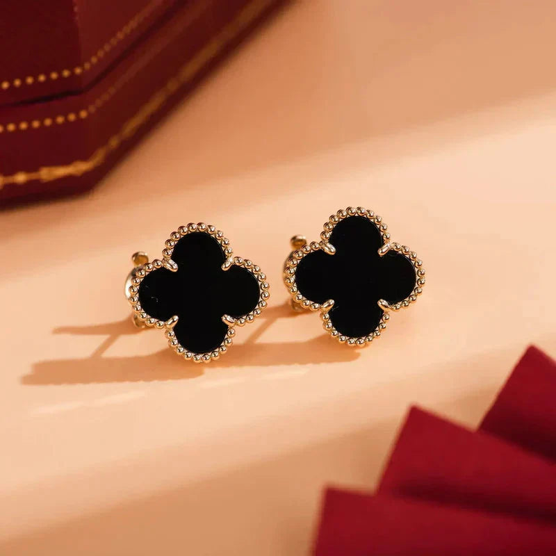 ¡®Star¡¯CLOVER MEDIUM 1 MOTIFS  ONYX STUD EARRINGS
