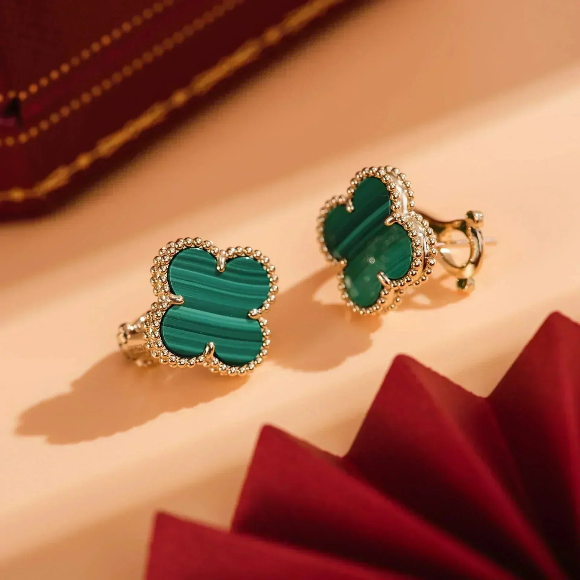 ¡®Star¡¯CLOVER MEDIUM 1 MOTIFS MALACHITE  EARRINGS