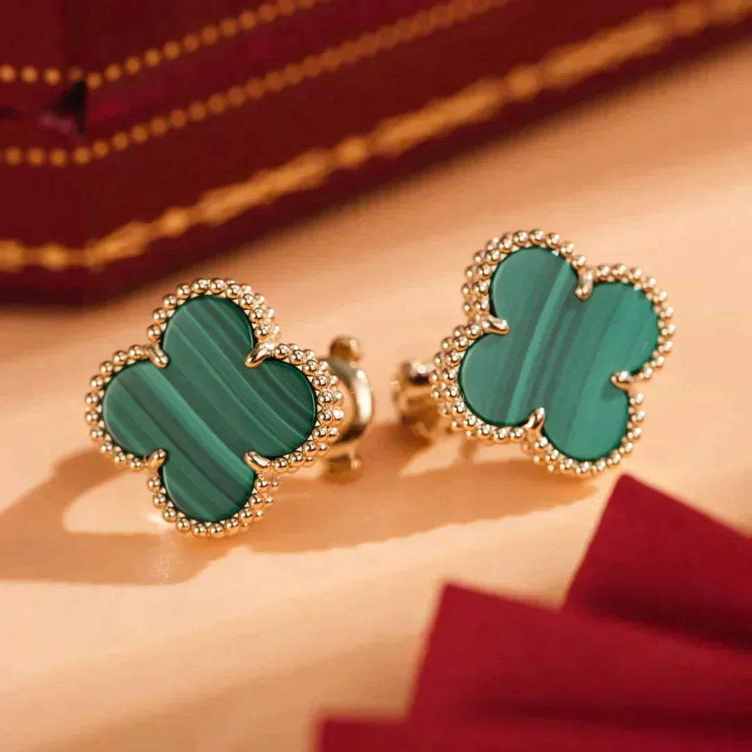 ¡®Star¡¯CLOVER MEDIUM 1 MOTIFS MALACHITE  EARRINGS