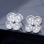¡®Star¡¯CLOVER 1 MOTIFS DIAMOND STUD EARRINGS SILVER