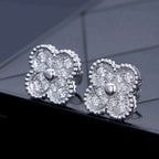 ¡®Star¡¯CLOVER 1 MOTIFS DIAMOND STUD EARRINGS SILVER