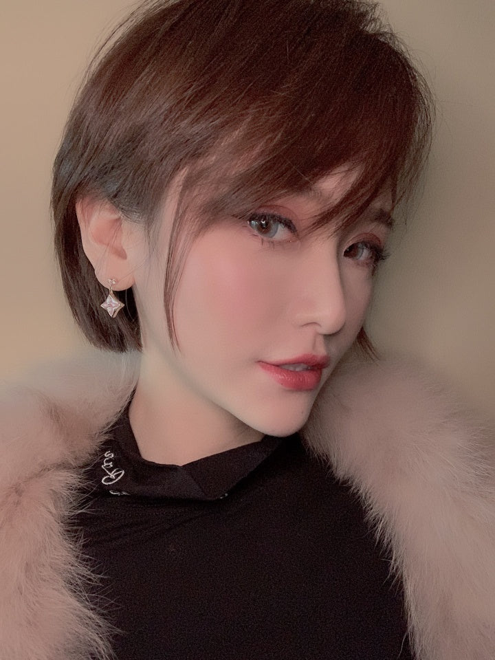 ¡®Star¡¯DOUBLE STAR PINK GOLD MOP DROP EARRINGS