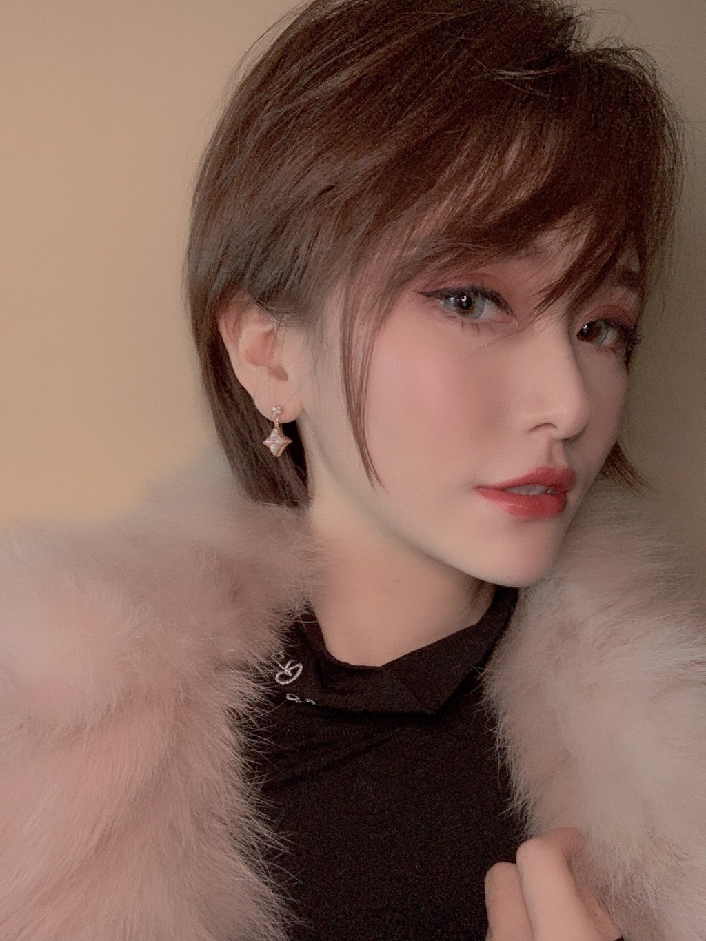 ¡®Star¡¯DOUBLE STAR PINK GOLD MOP DROP EARRINGS