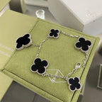 ¡®Star¡¯CLOVER 5 MOTIFS SIVLER ONYX BRACELET