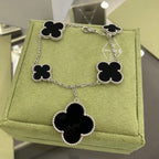 ¡®Star¡¯CLOVER 5 MOTIFS SIVLER ONYX BRACELET